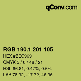 カラーコード: RGB 190.1 201 105 | qconv.com