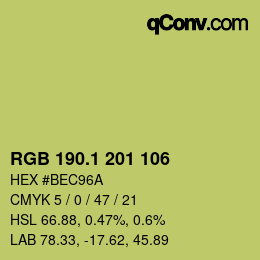 カラーコード: RGB 190.1 201 106 | qconv.com