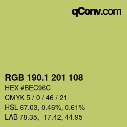 カラーコード: RGB 190.1 201 108 | qconv.com
