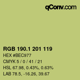 カラーコード: RGB 190.1 201 119 | qconv.com
