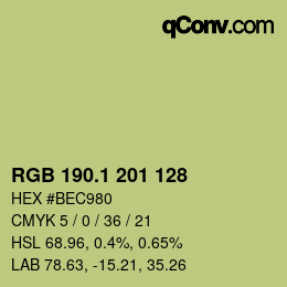カラーコード: RGB 190.1 201 128 | qconv.com