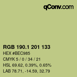 Color code: RGB 190.1 201 133 | qconv.com