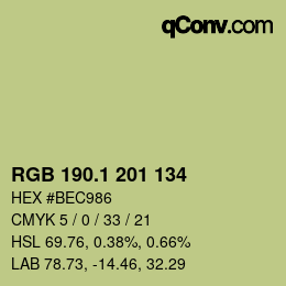 カラーコード: RGB 190.1 201 134 | qconv.com