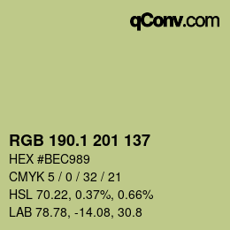 カラーコード: RGB 190.1 201 137 | qconv.com