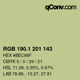 カラーコード: RGB 190.1 201 143 | qconv.com