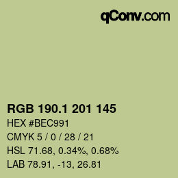 カラーコード: RGB 190.1 201 145 | qconv.com
