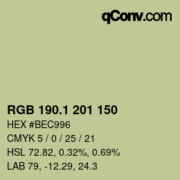 カラーコード: RGB 190.1 201 150 | qconv.com