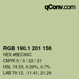 Color code: RGB 190.1 201 156 | qconv.com