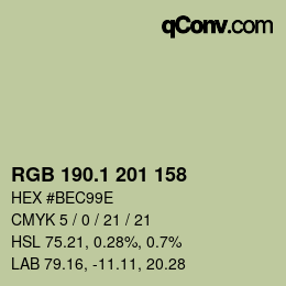 カラーコード: RGB 190.1 201 158 | qconv.com
