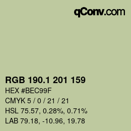 カラーコード: RGB 190.1 201 159 | qconv.com