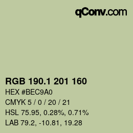 カラーコード: RGB 190.1 201 160 | qconv.com
