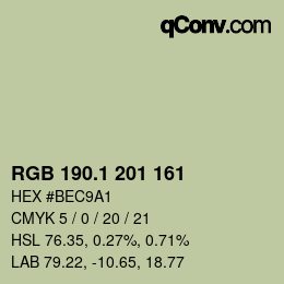 Color code: RGB 190.1 201 161 | qconv.com