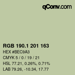 Color code: RGB 190.1 201 163 | qconv.com