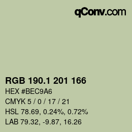 Color code: RGB 190.1 201 166 | qconv.com