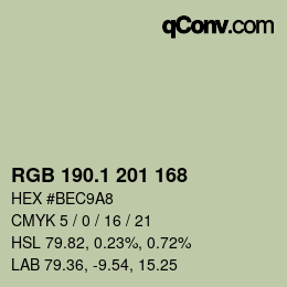 カラーコード: RGB 190.1 201 168 | qconv.com