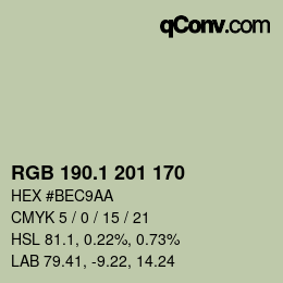 カラーコード: RGB 190.1 201 170 | qconv.com