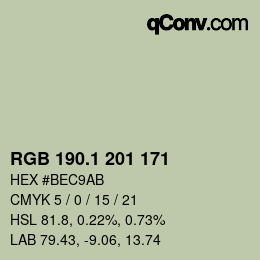 カラーコード: RGB 190.1 201 171 | qconv.com