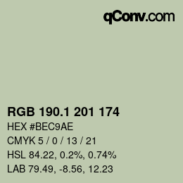 カラーコード: RGB 190.1 201 174 | qconv.com