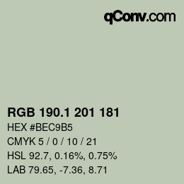 Color code: RGB 190.1 201 181 | qconv.com