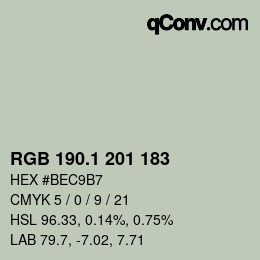 Color code: RGB 190.1 201 183 | qconv.com