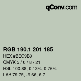 カラーコード: RGB 190.1 201 185 | qconv.com