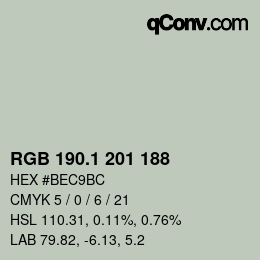カラーコード: RGB 190.1 201 188 | qconv.com