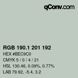 Color code: RGB 190.1 201 192 | qconv.com