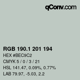 カラーコード: RGB 190.1 201 194 | qconv.com
