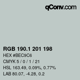 Color code: RGB 190.1 201 198 | qconv.com