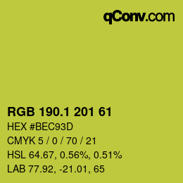 カラーコード: RGB 190.1 201 61 | qconv.com