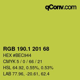 カラーコード: RGB 190.1 201 68 | qconv.com
