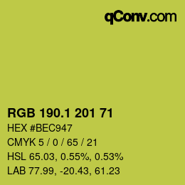 カラーコード: RGB 190.1 201 71 | qconv.com