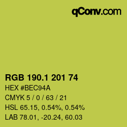 カラーコード: RGB 190.1 201 74 | qconv.com