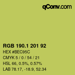 カラーコード: RGB 190.1 201 92 | qconv.com