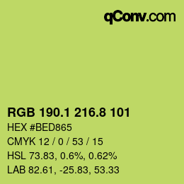 カラーコード: RGB 190.1 216.8 101 | qconv.com
