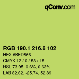 カラーコード: RGB 190.1 216.8 102 | qconv.com