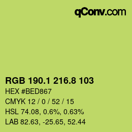 カラーコード: RGB 190.1 216.8 103 | qconv.com