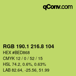 カラーコード: RGB 190.1 216.8 104 | qconv.com