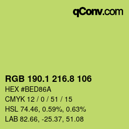 カラーコード: RGB 190.1 216.8 106 | qconv.com