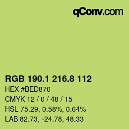 カラーコード: RGB 190.1 216.8 112 | qconv.com