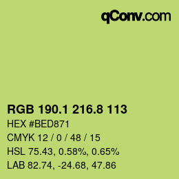 カラーコード: RGB 190.1 216.8 113 | qconv.com