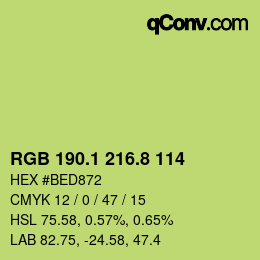 カラーコード: RGB 190.1 216.8 114 | qconv.com