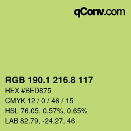 カラーコード: RGB 190.1 216.8 117 | qconv.com