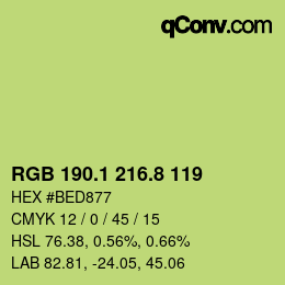 カラーコード: RGB 190.1 216.8 119 | qconv.com