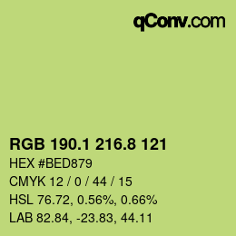 カラーコード: RGB 190.1 216.8 121 | qconv.com