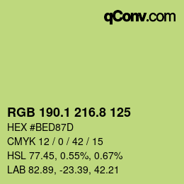 カラーコード: RGB 190.1 216.8 125 | qconv.com