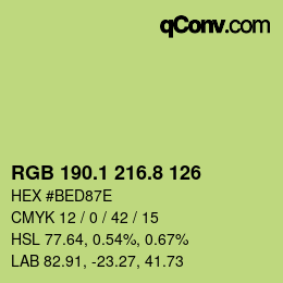 カラーコード: RGB 190.1 216.8 126 | qconv.com