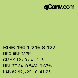 カラーコード: RGB 190.1 216.8 127 | qconv.com