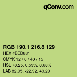 カラーコード: RGB 190.1 216.8 129 | qconv.com