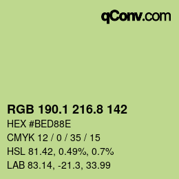 Color code: RGB 190.1 216.8 142 | qconv.com